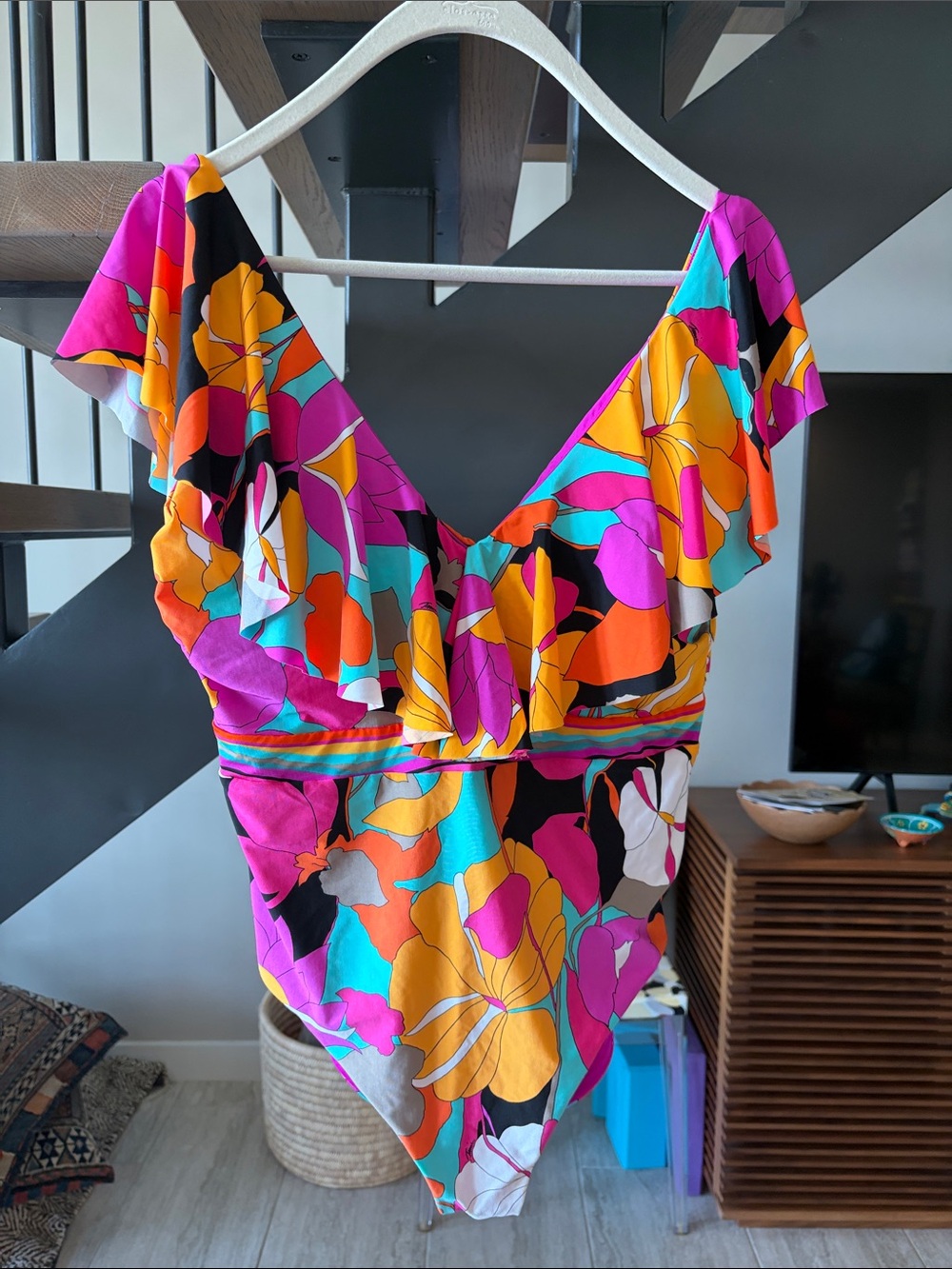 Trina Turk Vibrant Floral One-Piece Swimsuit - Multicolor - NWT
